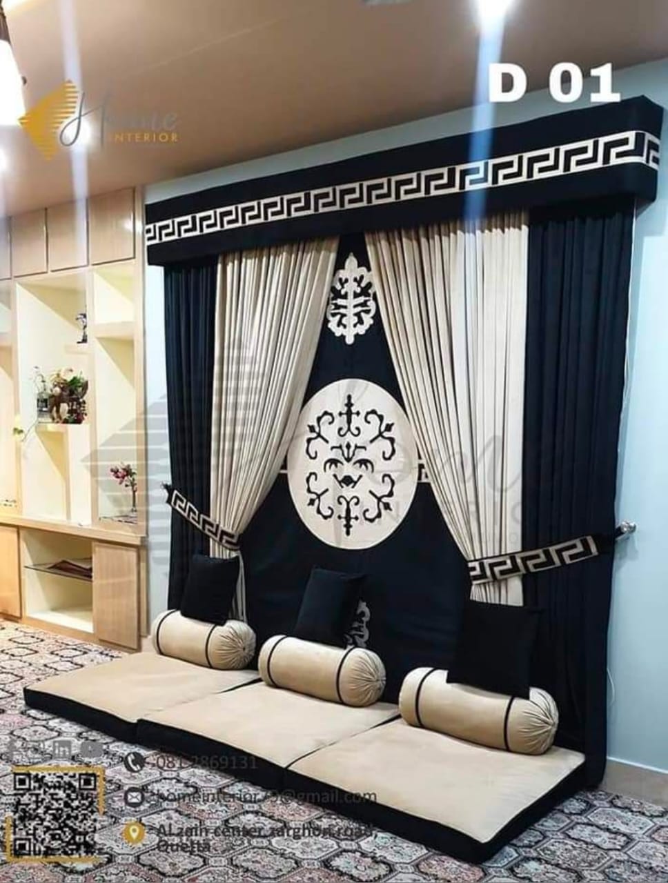 Luxury 3-Piece Curtain Set with Back Screen & Box Seating