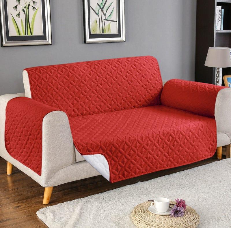 NeworldCollection Quilted Sofa Cover Set – Elegant Red Design